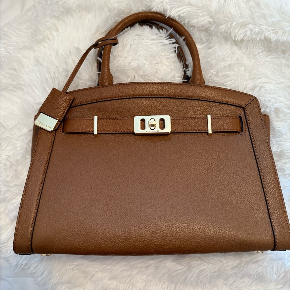 Brand new with tags Michael Kors Karson cognac leather satchel luggage tote